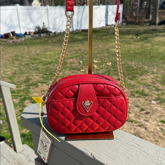 Valentino Orlandi Handbags - Valentino Orlandi Red Quilted Crossbody with Gold Chain